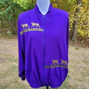 Vintage Southern Stitches and More Purple Cheetah Track Jacket